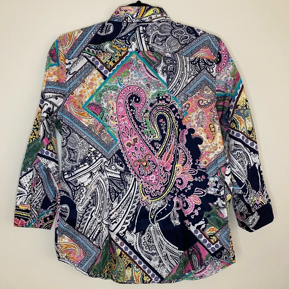 NWT Lauren Ralph Lauren Multi Color Fash 3 Paisley Pattern Button Down Shirt Sm - Picture 3 of 15
